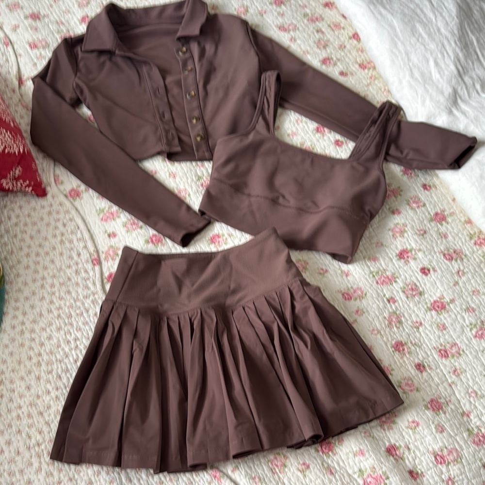 Recess Pickleball three-piece set skirt bra, jacket size small xs